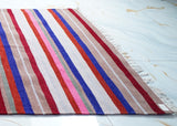 Hand-Loomed Reversible and Foldable Chenille Area Rug – Vibrant Stripes, Timeless Craft | 90% Chenille, 10% Cotton Yarn - ETTYL