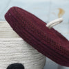 Handcrafted Round Jute Storage Basket with Maroon Lid and Dots - ETTYL