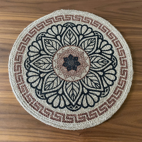 Hand-Braided Jute Table Mats & Coasters – Mandala Design (Set of 4/6) - ETTYL