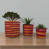 Set of 3 Hand-Braided Jute Planters with Plastic Liners – Vibrant Multicolor Baskets - ETTYL