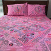 Hand Embroidered Pink Cotton Bedspread Set with Pillow Covers - ETTYL