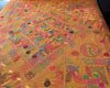 Hand Embroidered Orange-Gold Cotton Bedspread with Pillow Covers - ETTYL