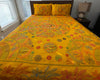 Hand-Embroidered Yellow Cotton Bedspread Set with Kantha Stitching - ETTYL