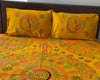 Hand-Embroidered Yellow Cotton Bedspread Set with Kantha Stitching - ETTYL