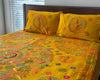 Hand-Embroidered Yellow Cotton Bedspread Set with Kantha Stitching - ETTYL