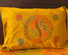 Hand-Embroidered Yellow Cotton Bedspread Set with Kantha Stitching - ETTYL