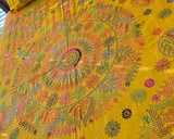 Hand-Embroidered Yellow Cotton Bedspread Set with Kantha Stitching - ETTYL