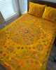 Hand-Embroidered Yellow Cotton Bedspread Set with Kantha Stitching - ETTYL