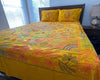 Hand-Embroidered Yellow Cotton Bedspread Set with Kantha Stitching - ETTYL