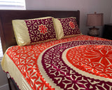 Vibrant Appliquéd Cotton Bedspread Set – Handmade & Vegan