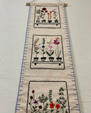 Hand-Embroidered Floral Wall Hanging – Botanical Canvas Decor - ETTYL