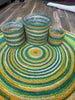 Handmade Jute Rug and Planter Basket Set in Teal and Mustard - Best For Florida Homes - ETTYL