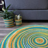 Set of 3 Hand-Braided Jute Planters – Green, Teal, Mustard, Beige