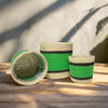 Set of 3 Jute Planters – Green Stripe with Black & Natural Accents - ETTYL
