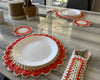 Handmade Crochet Table Placemat Set – Boho Cotton Dining Decor in Orange, White & Beige - ETTYL