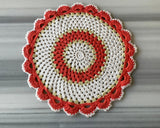 Handmade Crochet Table Placemat Set – Boho Cotton Dining Decor in Orange, White & Beige - ETTYL