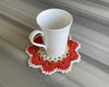 Handmade Crochet Table Placemat Set – Boho Cotton Dining Decor in Orange, White & Beige - ETTYL