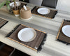 Rustic Jute Cotton Placemats – Handloomed Table Mats with Fringe, Set of 4 or 6