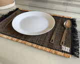 Rustic Jute Cotton Placemats – Handloomed Table Mats with Fringe, Set of 4 or 6