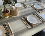Handloomed Jute-Cotton Placemats – Beige with Black Stripes (Set of 4/6) - ETTYL