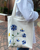 Blue Flowers Tote – Hand-Embroidered, Waterproof & Eco-Friendly