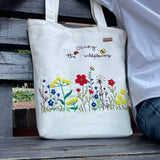 Wildflowers Tote – Waterproof, Hand-Embroidered, & Zipper Closure - ETTYL