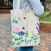 Bees & Blooms Hand-Embroidered Tote – Waterproof & Zipper Closure - ETTYL
