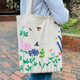 Bees & Blooms Hand-Embroidered Tote – Waterproof & Zipper Closure - ETTYL