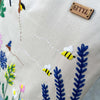 Bees & Blooms Hand-Embroidered Tote – Waterproof & Zipper Closure - ETTYL