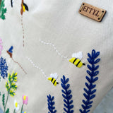 Bees & Blooms Hand-Embroidered Tote – Waterproof & Zipper Closure - ETTYL