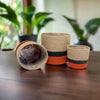 Set of 3 Jute Planters – Beige, Black & Terracotta Color-Block Design