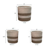 Set of 3 Hand-Braided Jute Planters with Plastic Liners – Neutral Beige & Taupe Striped Design for Calm, Minimal Decor - ETTYL