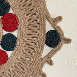 Handmade Jute Wall Art – Beige, Red & Navy Mandala Design