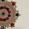Handmade Jute Wall Art – Beige, Red & Navy Mandala Design
