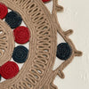 Handmade Jute Wall Art – Beige, Red & Navy Mandala Design