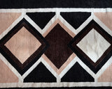 Handloomed Boho Chenille Rug – Black Beige Geometric Floor Decor - ETTYL