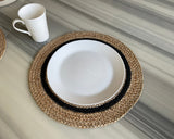 Hand-Braided Jute Placemats – Natural & Black (Set of 4/6 + Coasters) - ETTYL