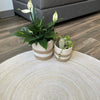 Reversible Round Jute Rug – Boho Tribal Pattern & Natural Beige