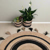 Round Jute Rug with Black Tassels – Handwoven Boho Floor Mat