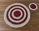 Reversible Hand-Braided Jute Placemats – Natural & Burgundy (Set of 4/6)