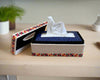 Handmade Rectangular Jute Tissue Box Cover with Embroidered Design - ETTYL
