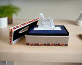 Handmade Rectangular Jute Tissue Box Cover with Embroidered Design - ETTYL