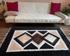 Handloomed Boho Chenille Rug – Black Beige Geometric Floor Decor - ETTYL