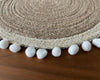Hand-Braided Jute Placemats with Pom-Pom Trim – Round, Natural (Set of 4/6)