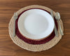 Reversible Hand-Braided Jute Placemats – Natural & Burgundy (Set of 4/6)