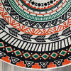 Reversible Round Jute Rug – Boho Tribal Pattern & Natural Beige