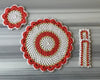 Handmade Crochet Table Placemat Set – Boho Cotton Dining Decor in Orange, White & Beige - ETTYL