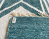 Geometric Chenille Rug – Teal & White, Handloomed – 3x5 & 4x6
