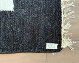 Handloomed Boho Chenille Rug – Black Beige Geometric Floor Decor - ETTYL