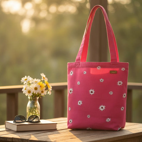 Pink Blossom Tote – Hand-Embroidered, Waterproof & Eco-Friendly - ETTYL